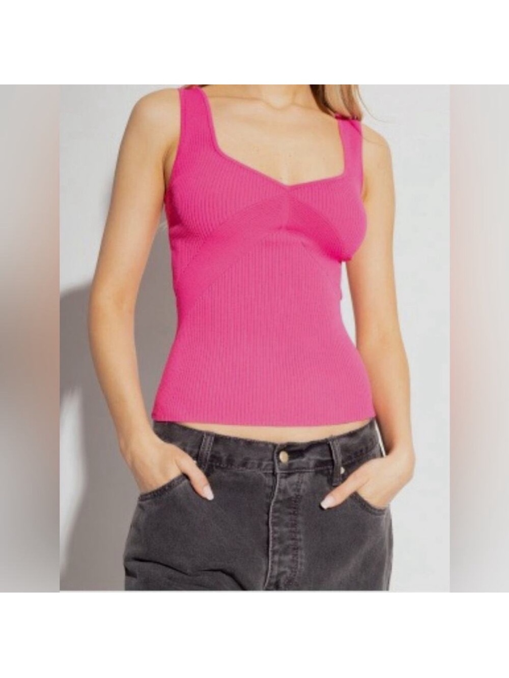 Women’s Rag & Bone Pink Asher Ribbed Tank Top